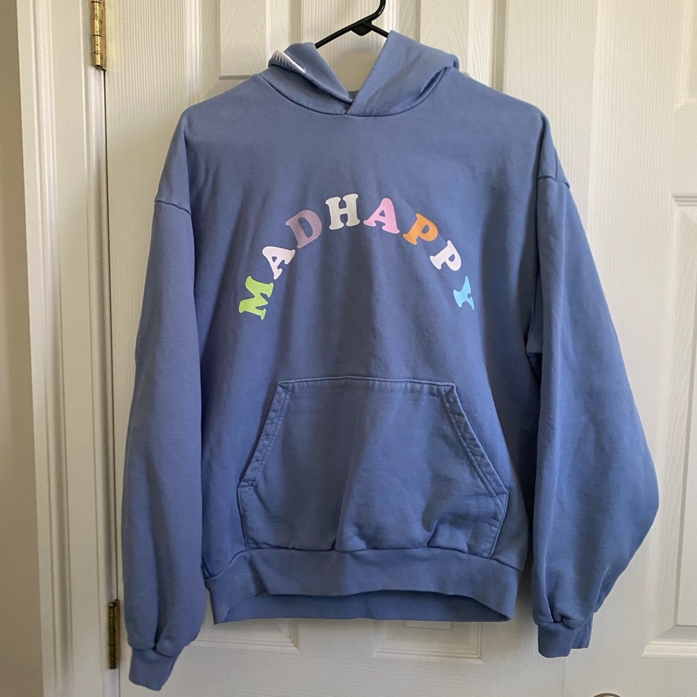 Blue 'MADHAPPY' Hoodie Sweatshirt